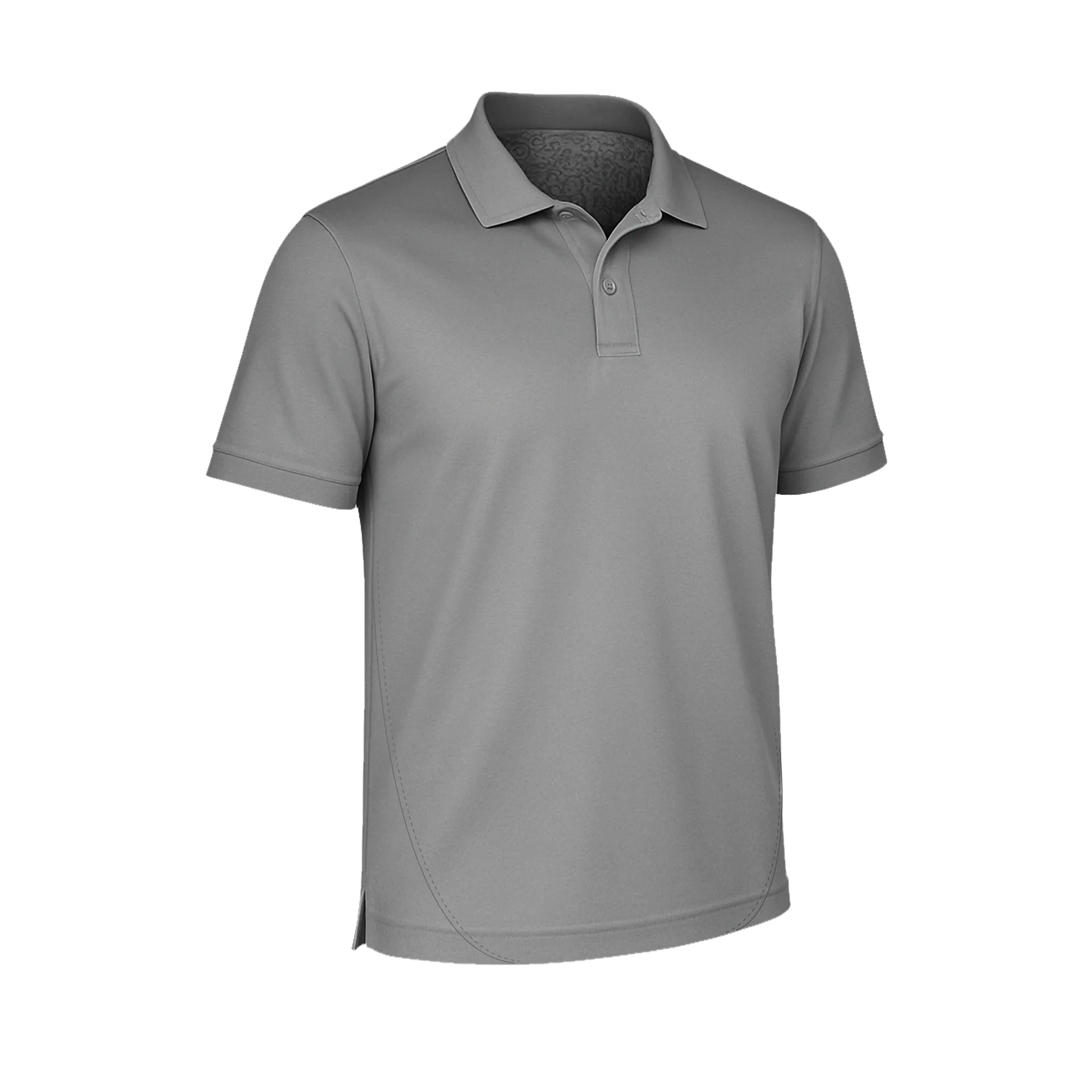 Light gray, short-sleeved cooling polo with collar and button placket, simple design - breathable for optimal wearing comfort.