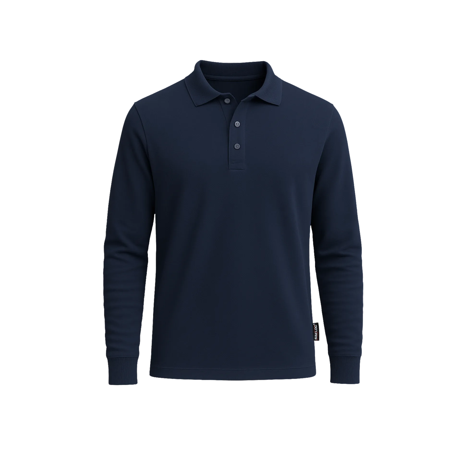 Dunkelblauer Langarm-Polo aus atmungsaktivem Piqué, zeitloser Stil mit Knopfleiste. Top-Qualität für vielseitige Looks.